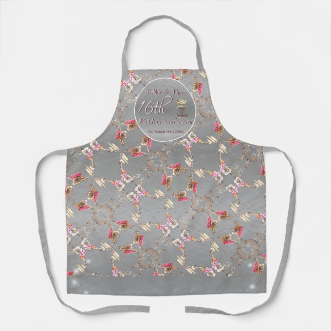 Delantal 16° Aniversario Boda: Cera, estadística y Peridot (Anverso)