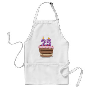 Delantal 25 años en el pastel de cumpleaños