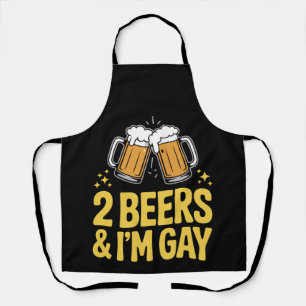 Delantal 2 Cervezas & Soy Gay Divertido Orgullo LGBTQ Aliad