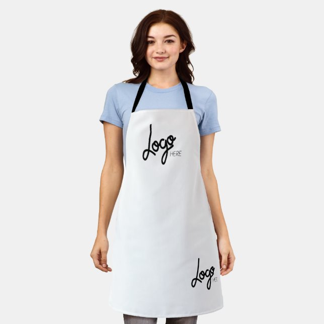 Delantal 2 Logotipo Apron blanco moderno (Gastado)