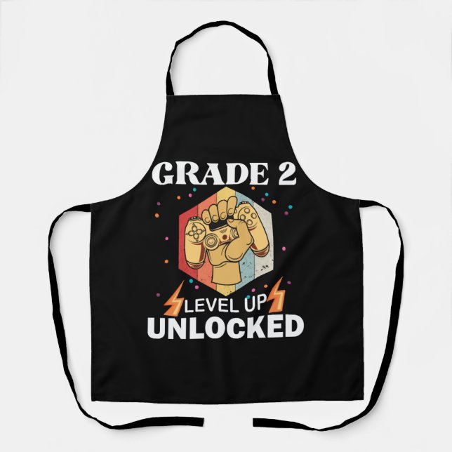 Delantal 2nd Grade Unlocked Level Up Back To School First (Anverso)