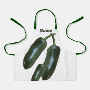 Delantal 3 pimientos de jalapeno verde recién hechos foto d