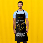 Delantal 40.º cumpleaños Black Gold Legendary Funny<br><div class="desc">Un elegante y personalizado delantal de cumpleaños número 40 que es fácil de personalizar para esa fiesta especial de cumpleaños.</div>