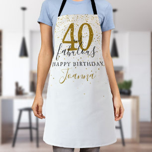 Delantal 40 y Fabuloso Cumpleaños Elegante Dorado y Negro