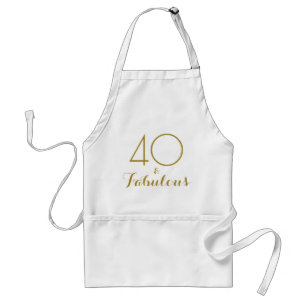 Delantal 40 y Fabulous Gold Text Birthday