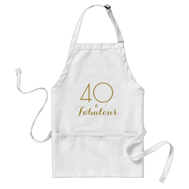 Delantal 40 y Fabulous Gold Text Birthday (Frente)