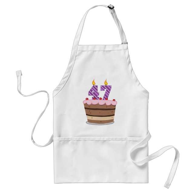 Delantal 47 años en el pastel de cumpleaños (Frente)