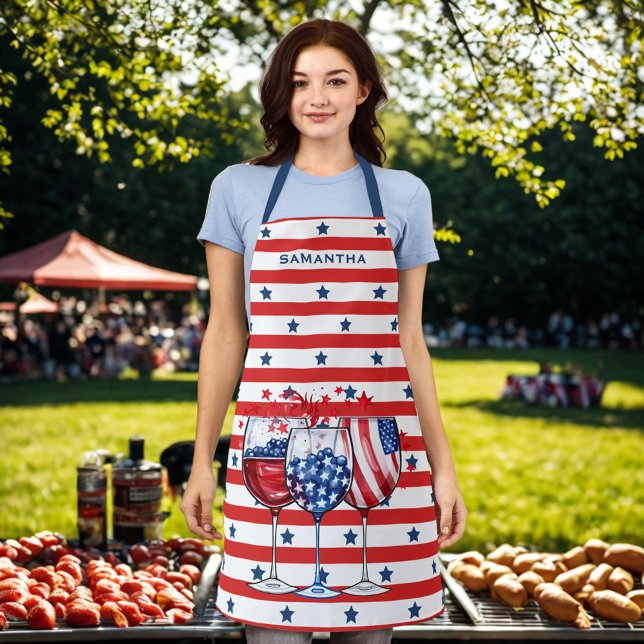 Delantal 4 de julio Cócteles Estrellas Rojas y Blancas (Subido por el creador)