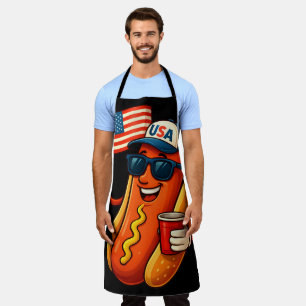 Delantal 4 de julio Hotdog Funny Bandera Patriótica de EEUU