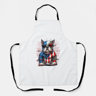 Delantal 4 de julio Patriótico Americano Bully Dog Bandera 