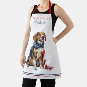 Delantal 4 de julio Patriótico Hound Dog Personalizado