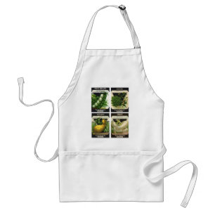 Delantal 4 diseños de verduras de etiquetas de paquetes de 