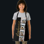 Delantal 4 Photo Film Strip Collage Script Name black<br><div class="desc">Collage de fotos en un diseño de tiras de película con un enorme guión moderno para el nombre. Usa hasta cuatro fotos cuadradas o selfie para crear un regalo único y personal. O puedes mantener al cachorro hipster y hacer un keepsake de moda. Para obtener los mejores resultados, utilice las...</div>