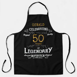 Delantal 50.º cumpleaños Black Gold Legendary Funny