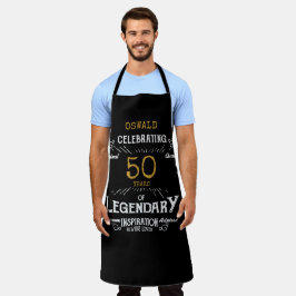 Delantal 50.º cumpleaños Black Gold Legendary Funny