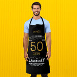 Delantal 50.º cumpleaños Black Gold Legendary Funny<br><div class="desc">Un elegante y personalizado delantal de cumpleaños número 50 que es fácil de personalizar para esa fiesta especial de cumpleaños.</div>