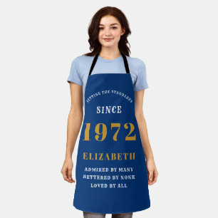 Delantal 50 Aniversario de 1972 Elegante Oro Azul Blanco