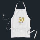 Delantal 50 cumpleaños añadir nombre fecha año negro planti<br><div class="desc">diseño editable</div>