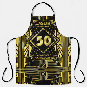 Delantal 50 cumpleaños Art Deco Gold Black Great Gatsby
