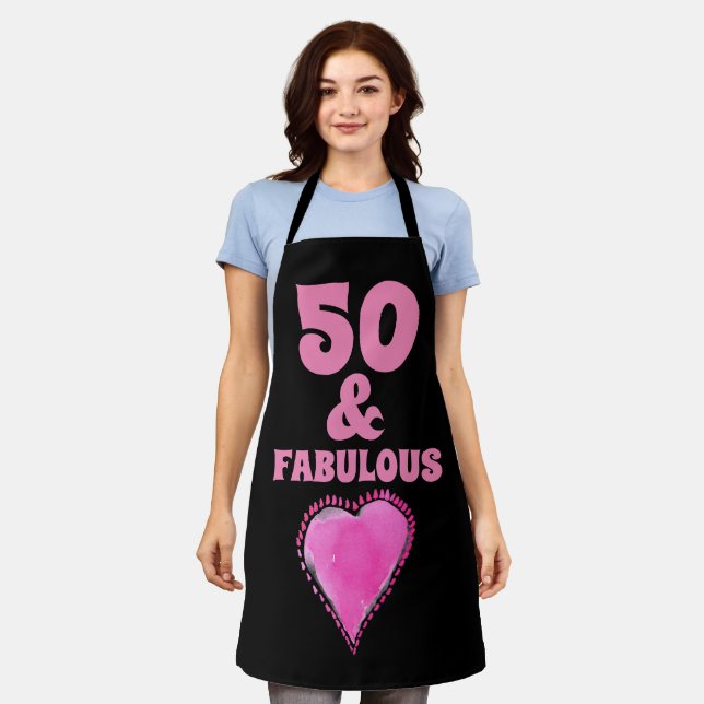 Delantal 50 y fabuloso cumpleaños 50 Kitchen Apron (Gastado)
