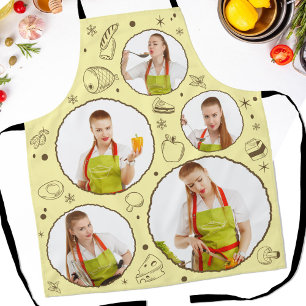 Delantal 5 foto Collage Grid para la cocina Chef Cream