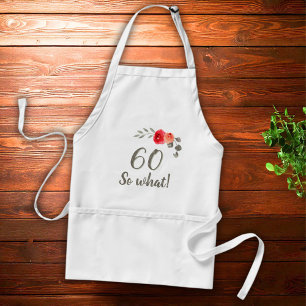 Delantal 60.º cumpleaños gracioso diciendo acuarela floral