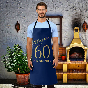 Delantal 60.º cumpleaños Oro Azul
