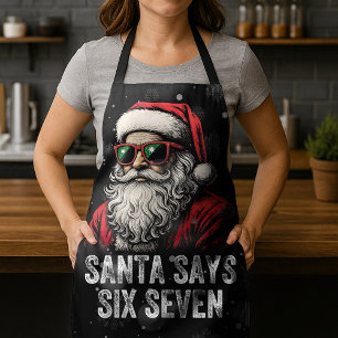 Delantal 67 Meme Divertido Santa Dice Seis Siete Navidad