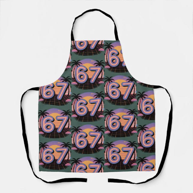 Delantal 6 7 Seis Siete Vaporwave Gen Z Alpha Meme  (Anverso)
