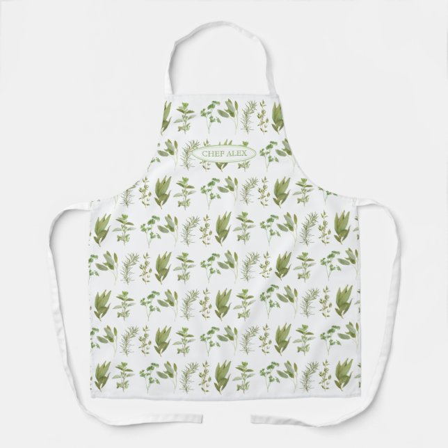 Delantal 6 Apron FRESH HERBS + Nombre - medio (Anverso)