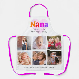 Delantal 6 Collages de fotos te queremos Nana arcoiris colo