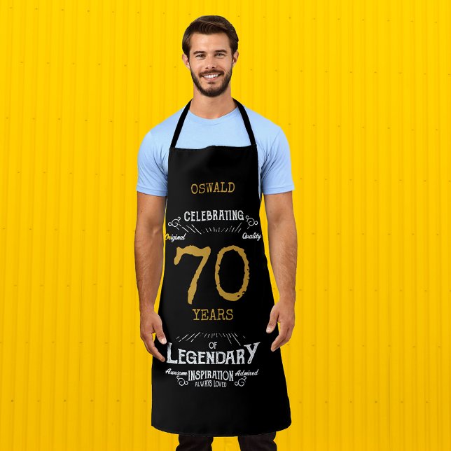 Delantal 70.º cumpleaños Black Gold Legendary Funny (70th Birthday Black Gold Legendary Funny Apron
)