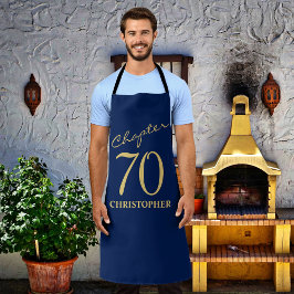 Delantal 70.º cumpleaños Oro Azul