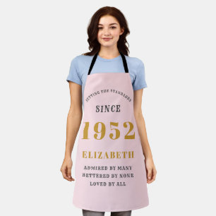 Delantal 70 Aniversario de 1952 Elegante Gris Rosa Dorado