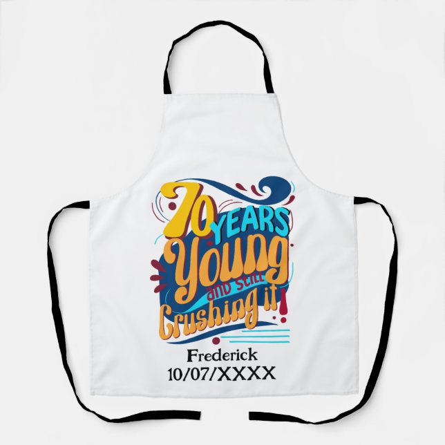 Delantal 70 años aún aplastándolo, retro de cumpleaños vint (Anverso)
