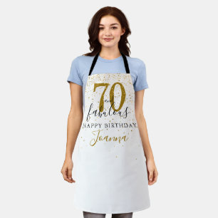 Delantal 70 y Fabuloso Cumpleaños Elegante Dorado y Negro