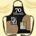 Delantal 70 y Fabulous Gold Purpurina 2 Photo 70th Birthday<br><div class="desc">70 y Fabulous Gold Purpurina 2 Photo 70th Birthday Apron. Añade tus fotos - puedes usar una foto antigua y nueva.</div>