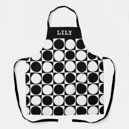 Delantal 70s Checks and Circles Black and White