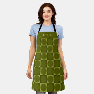 Delantal 70s Checks and Circles Green