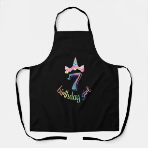 Delantal 7.ª camiseta del chica de cumpleaños de Unicornio