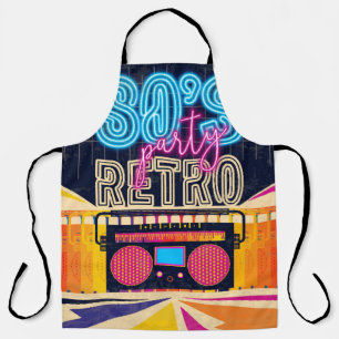 Delantal 80, fiesta de música retro. Poster de estilo antig