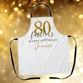 Delantal 80 y Fabuloso Cumpleaños Elegante Dorado y Negro