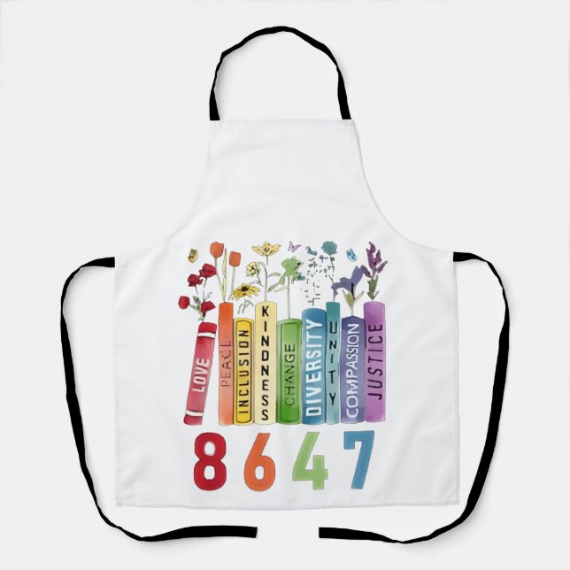 Delantal 8647 Sutil Anti Trump Anti MAGA 86 47 Floral LGBT (Anverso)