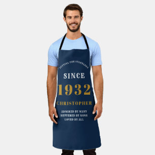 Delantal 90 cumpleaños nacido en 1932 añada nombre "Blue Go