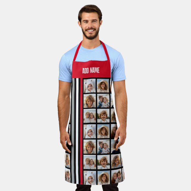 Delantal 9 Cuadrícula de Collage de fotos por todas partes  (Gastado)