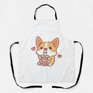 Delantal A Cute Corgi Le Encanta Beber Té De Burbuja