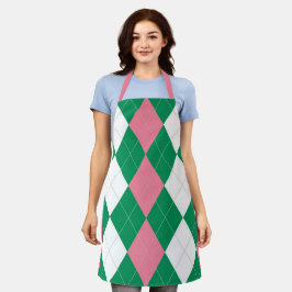 Delantal A.K.A. Argyle rosa y verde
