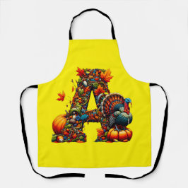 Delantal A letter A in Thanksgiving style