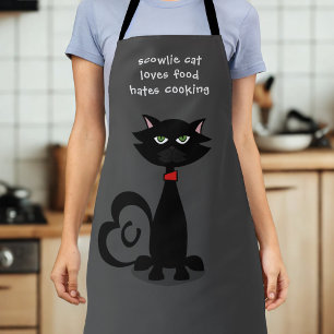Delantal A un gato negro le encanta la comida Funny Persona