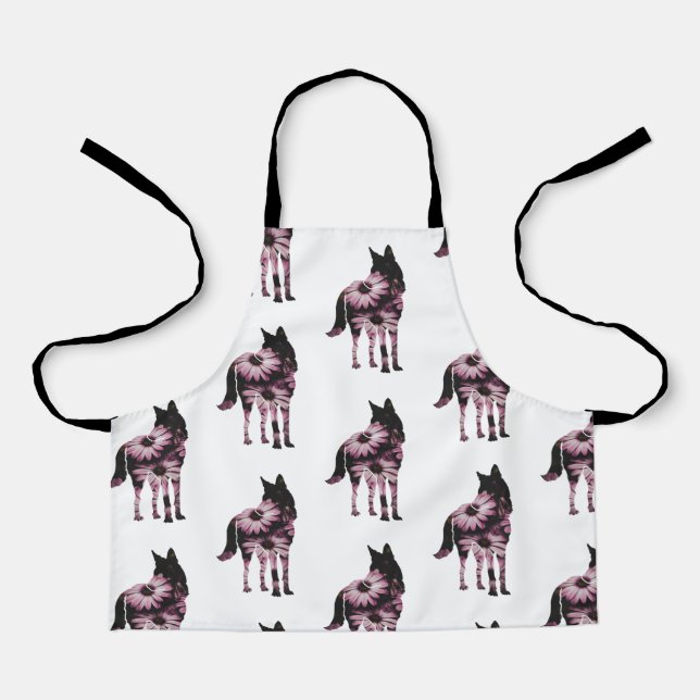 Delantal A Wolfdog le gustan las flores, niños Apron (Anverso)